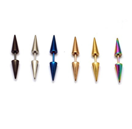 Pair of Surgical Steel Lightweight Punk Double Cone Spike Arrow Stud Earrings