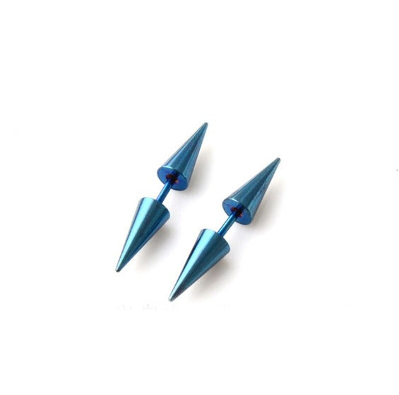 Pair of Surgical Steel Lightweight Punk Double Cone Spike Arrow Stud Earrings