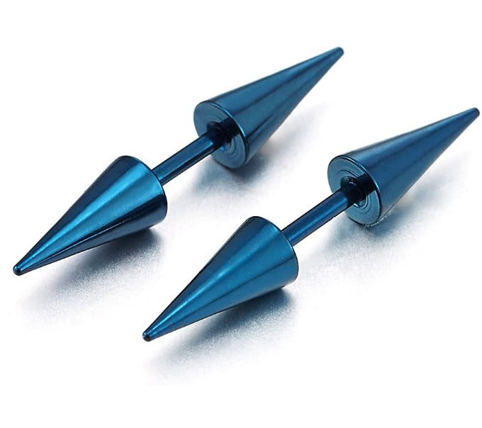 Pair of Surgical Steel Lightweight Punk Double Cone Spike Arrow Stud Earrings