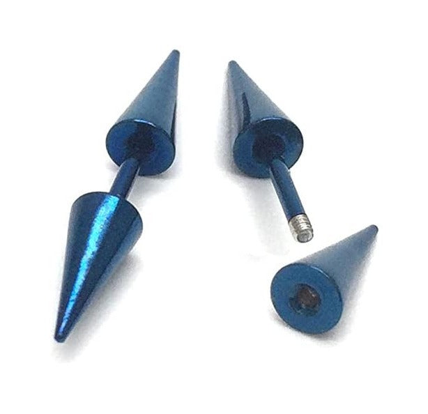 Pair of Surgical Steel Lightweight Punk Double Cone Spike Arrow Stud Earrings