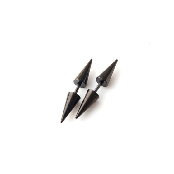 Pair of Surgical Steel Lightweight Punk Double Cone Spike Arrow Stud Earrings