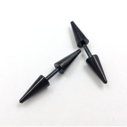Pair of Surgical Steel Lightweight Punk Double Cone Spike Arrow Stud Earrings