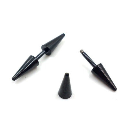 Pair of Surgical Steel Lightweight Punk Double Cone Spike Arrow Stud Earrings