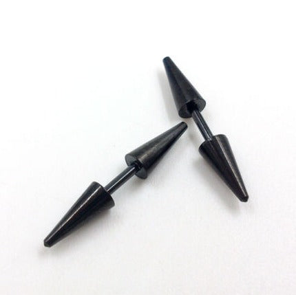 Pair of Surgical Steel Lightweight Punk Double Cone Spike Arrow Stud Earrings