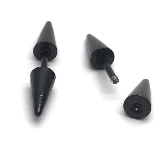 Pair of Surgical Steel Lightweight Punk Double Cone Spike Arrow Stud Earrings