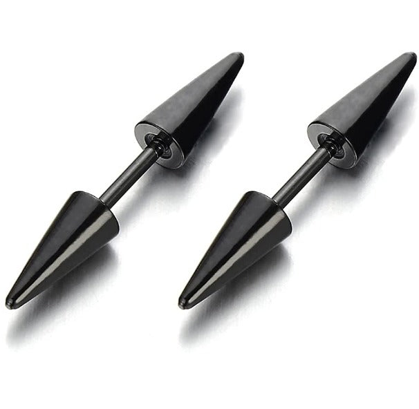Pair of Surgical Steel Lightweight Punk Double Cone Spike Arrow Stud Earrings