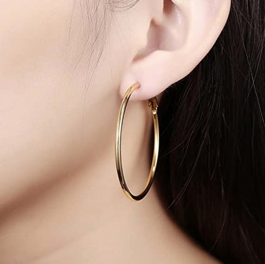 4CM Women's Stainless Steel Gold Hypoallergenic Hoop Earring Trendy 40MM