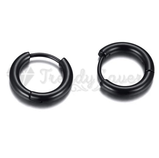 20MM Round Black Circle Sleeper Huggie Hinged Cartilage Hoops Earrings Jewelry