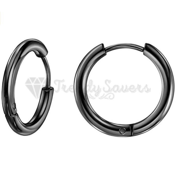 20MM Round Black Circle Sleeper Huggie Hinged Cartilage Hoops Earrings Jewelry