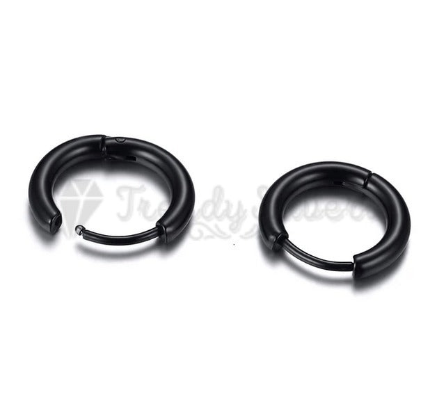 20MM Round Black Circle Sleeper Huggie Hinged Cartilage Hoops Earrings Jewelry