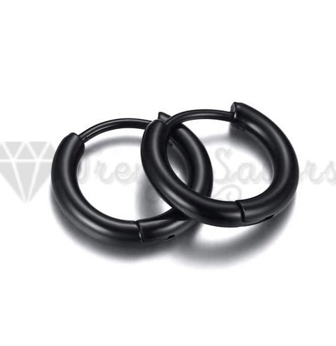 20MM Round Black Circle Sleeper Huggie Hinged Cartilage Hoops Earrings Jewelry
