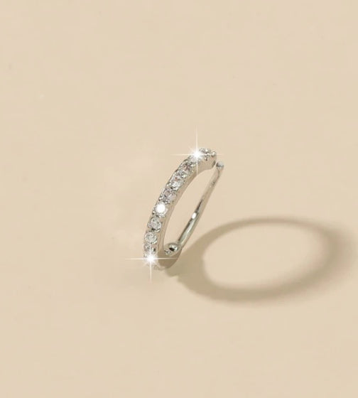 Sterling Silver Cubic Zirconia Cuff Helix Huggie Stud Nose Hoop Ear Ring 10MM