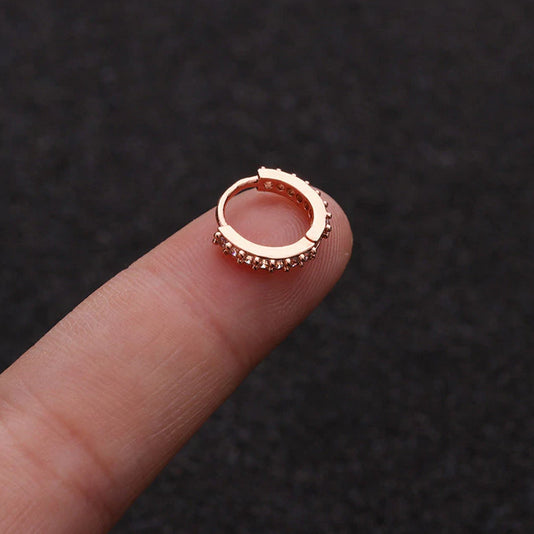Rose Gold Cartilage Crystal Belly Lip Huggie Hoop Helix Nose Ear Small Ring 6MM