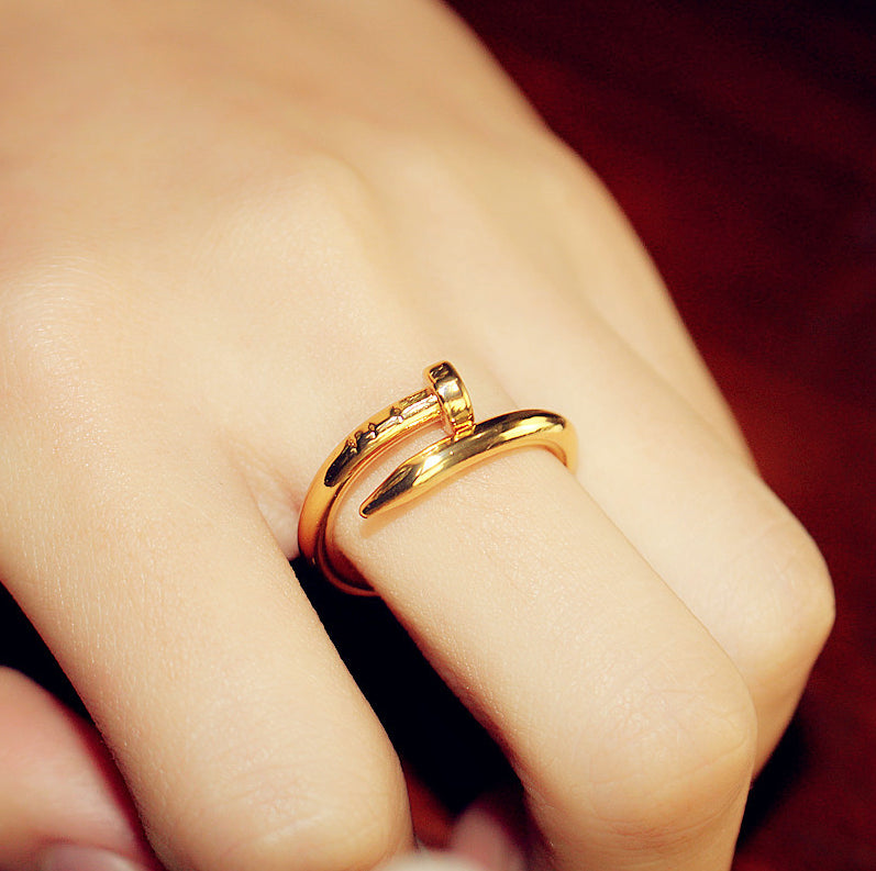 Nail Stainless Steel Yellow Gold Adjustable Open Finger Toe Engagement Rings