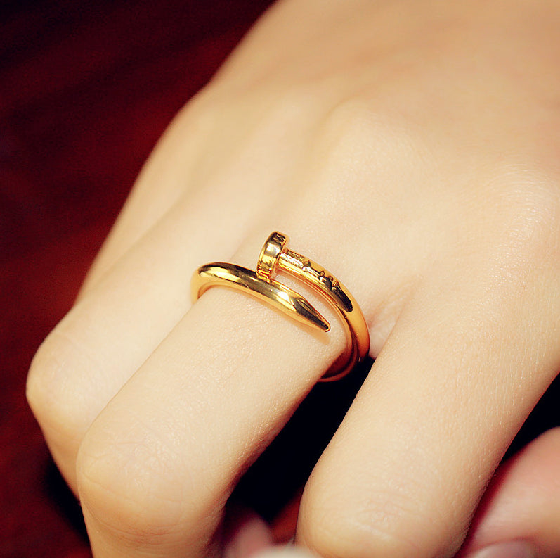 Nail Stainless Steel Yellow Gold Adjustable Open Finger Toe Engagement Rings