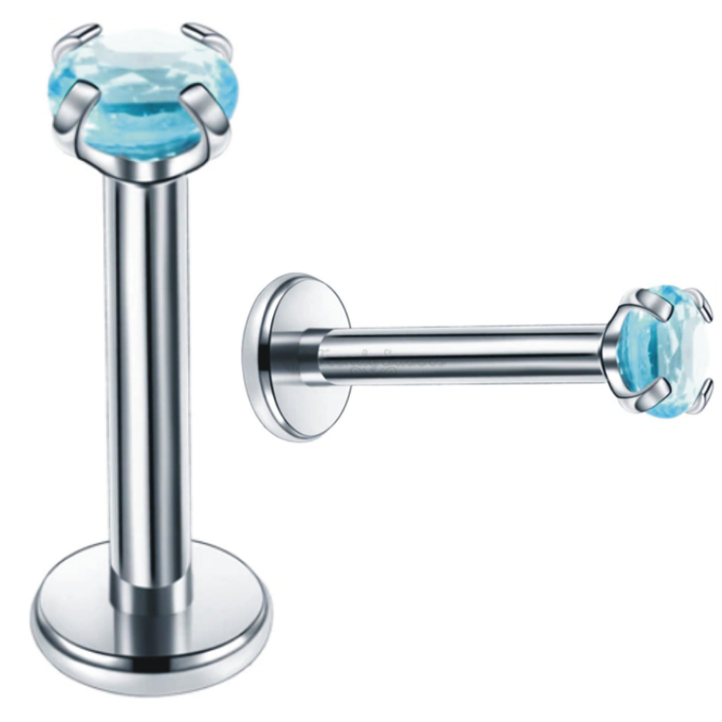 3MM Cute Sky Blue Zirconia Crystal Labret Monroe Cartilage Helix Stud Ring Pair