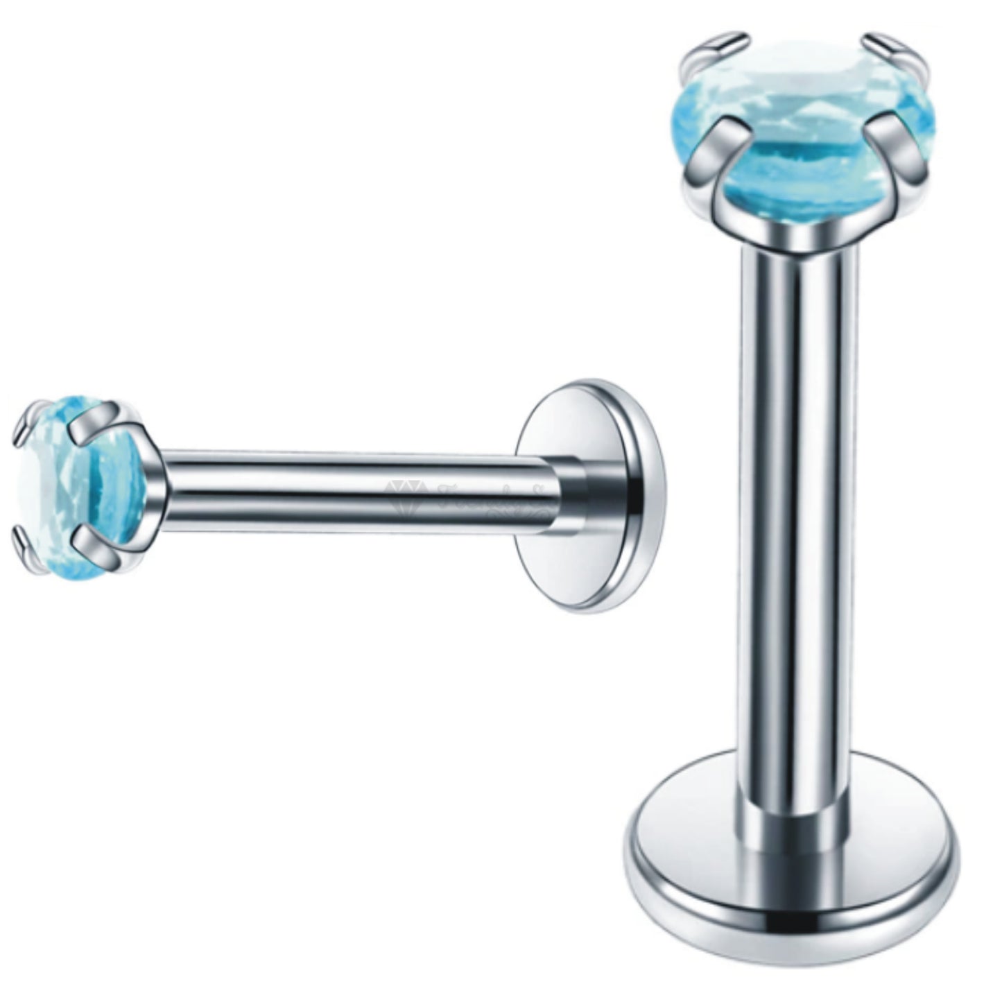 3MM Cute Sky Blue Zirconia Crystal Labret Monroe Cartilage Helix Stud Ring Pair