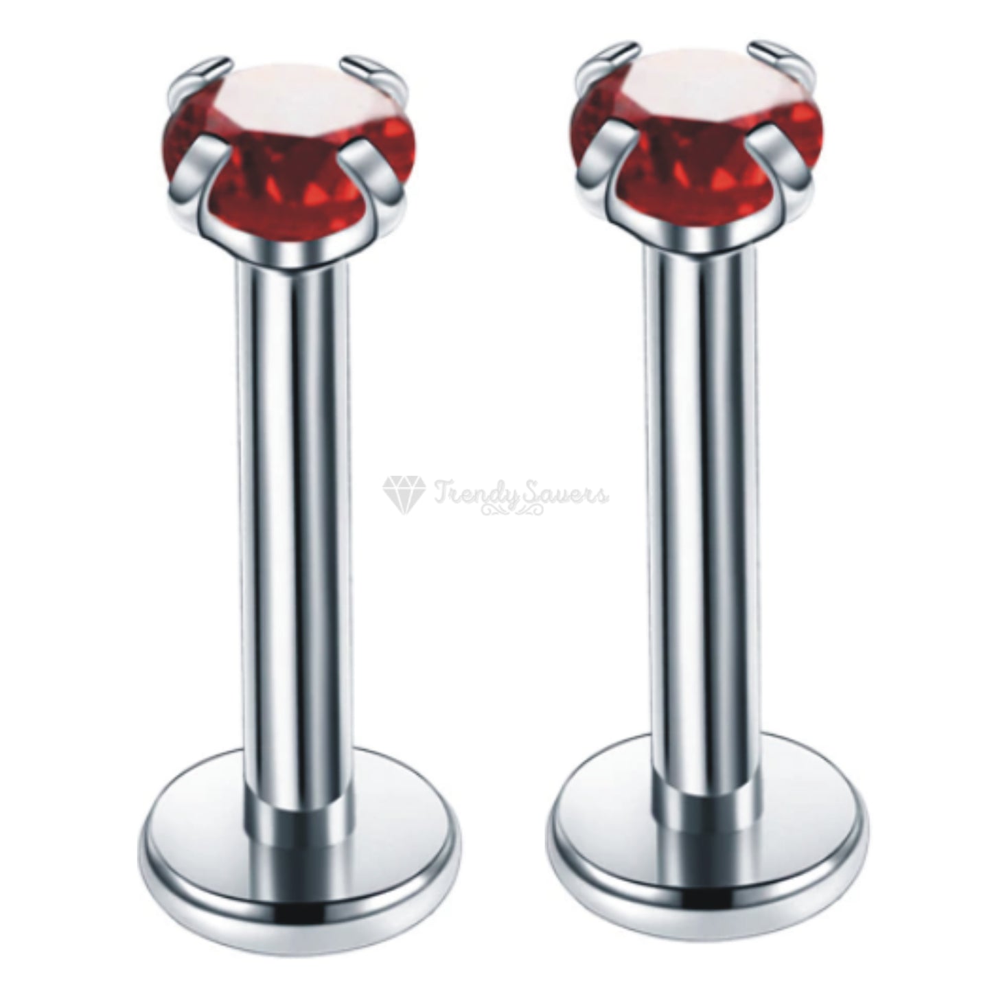 3MM Red Stainless Steel Flat End Cartilage Ear Lip Bar Stud Labret Piercing Pair