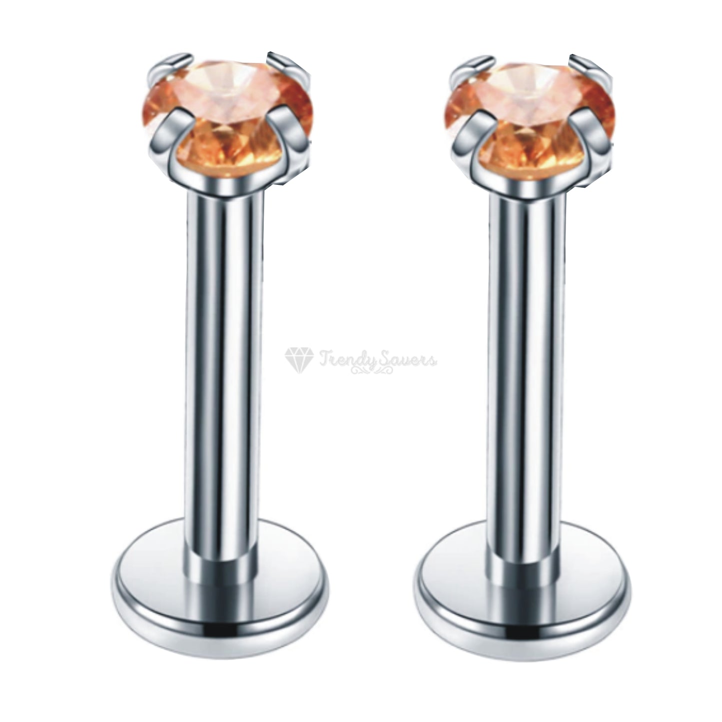 Elegant Punk 3MM Champagne Cubic Zirconia Labret Lip Ear Nose Stud Piercing Pair