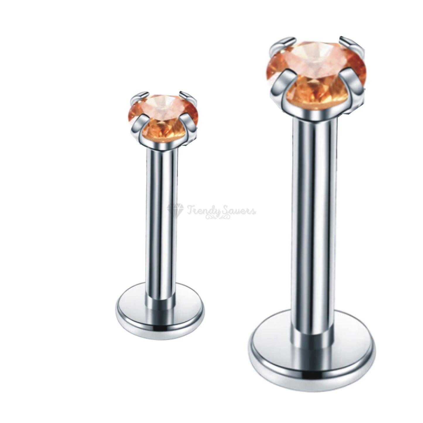 Elegant Punk 3MM Champagne Cubic Zirconia Labret Lip Ear Nose Stud Piercing Pair