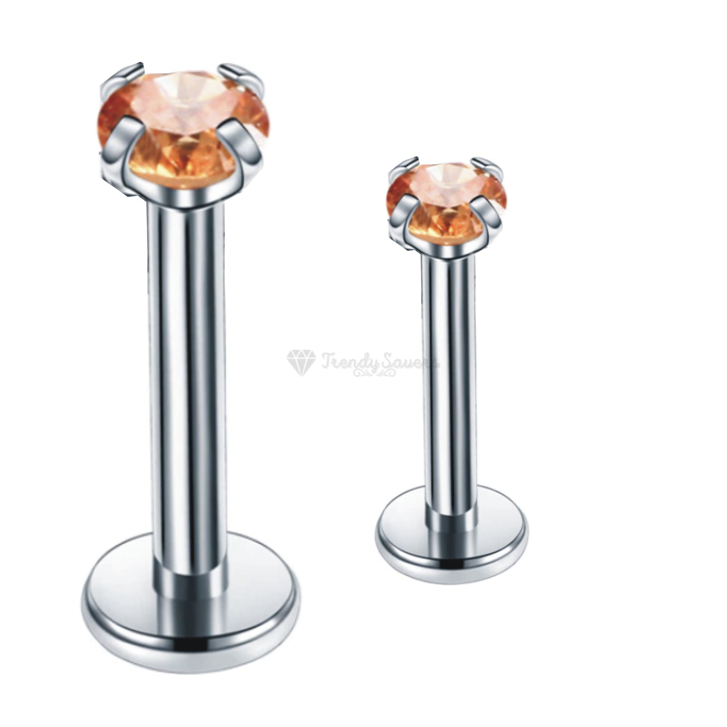 Elegant Punk 3MM Champagne Cubic Zirconia Labret Lip Ear Nose Stud Piercing Pair