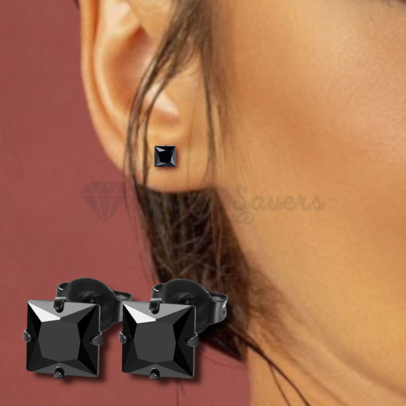 Square shaped ear best sale studs