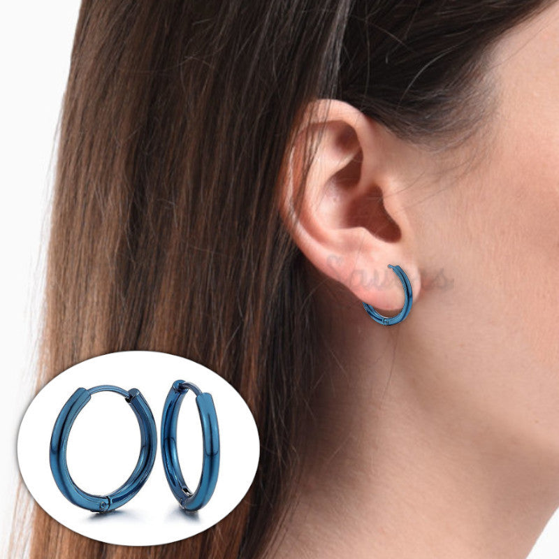10MM Small Round Huggie Hoop Clicker Cartilage Sleeper Earrings Women Piercing