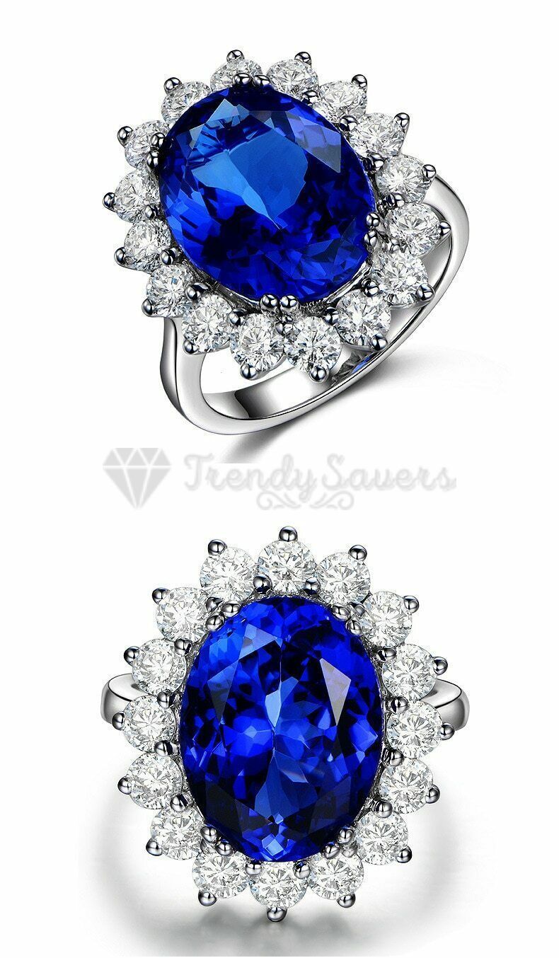 Size 7 (17mm) N - O Princess Cut Blue Zircon Engagement Anniversary Fashion Ring