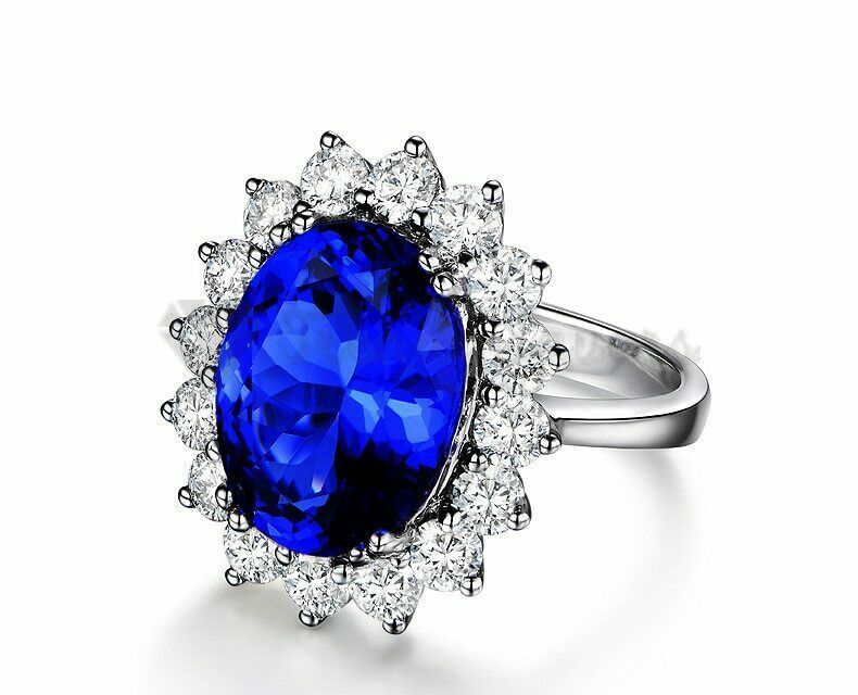 Size 7 (17mm) N - O Princess Cut Blue Zircon Engagement Anniversary Fashion Ring
