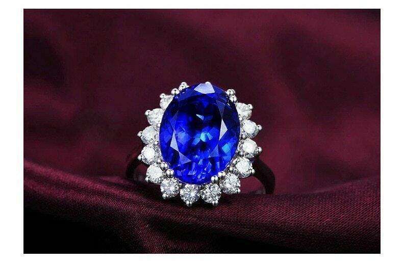 Size 7 (17mm) N - O Princess Cut Blue Zircon Engagement Anniversary Fashion Ring