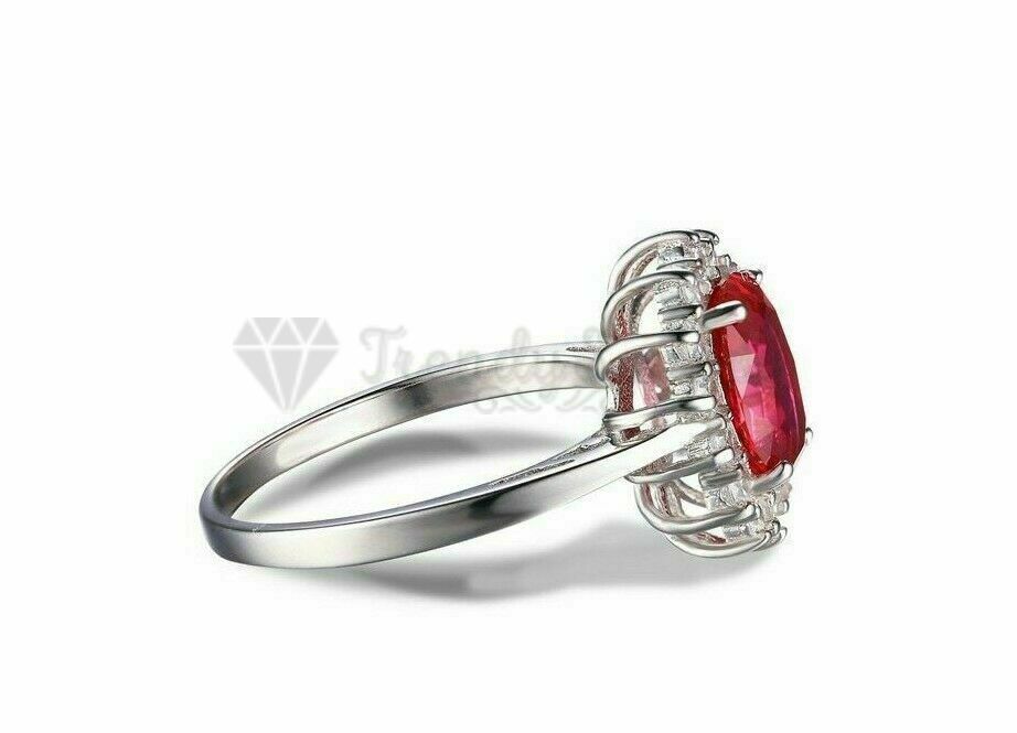 Size 9 (19mm) S - T Diamond Cluster Red Ruby Engagement Anniversary Ring Jewelry