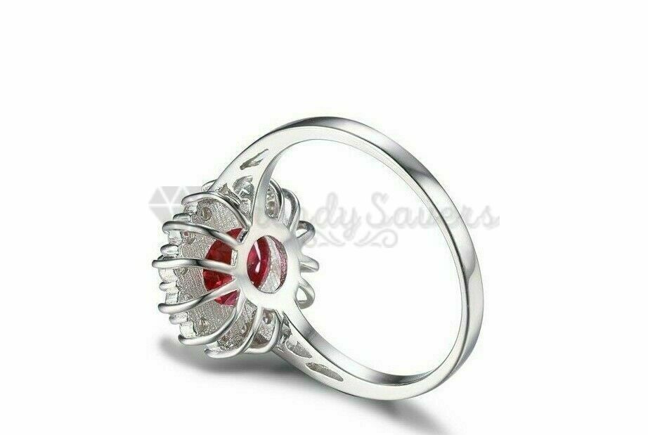 Size 9 (19mm) S - T Diamond Cluster Red Ruby Engagement Anniversary Ring Jewelry