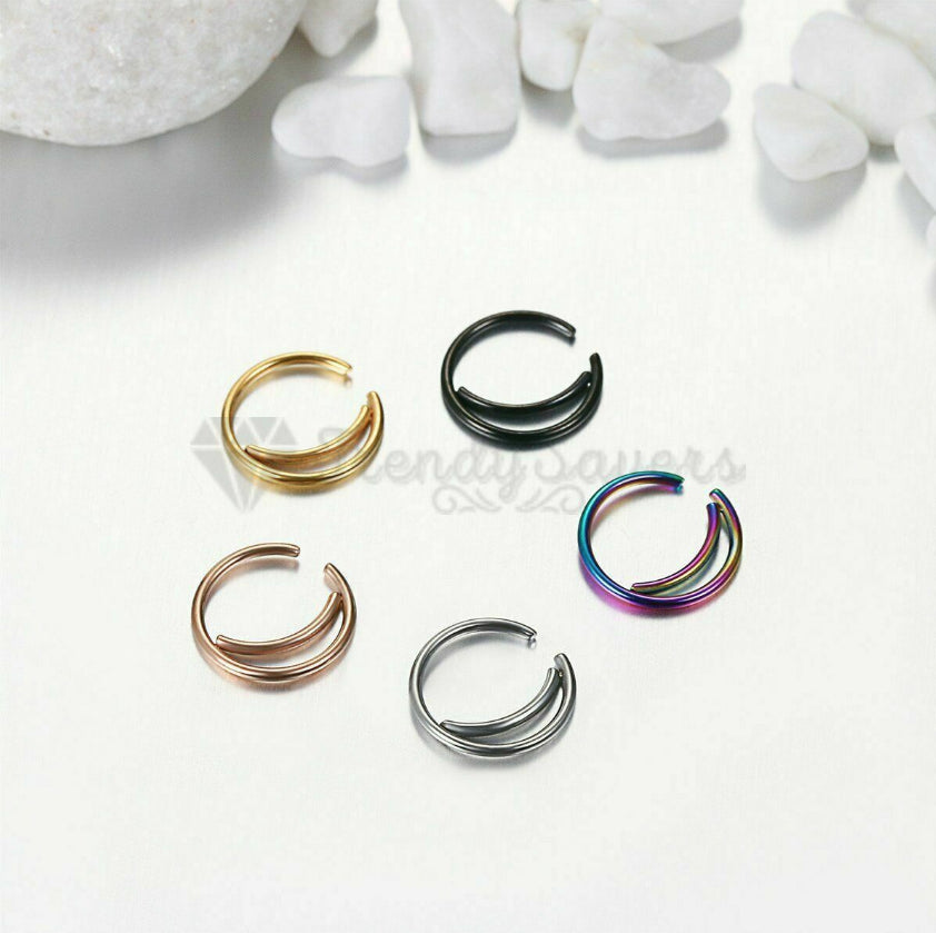 5PCS Surgical Steel Moon Helix Daith Ear Nose Rings Septum Body Piercing Gift