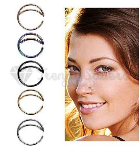 5PCS Surgical Steel Moon Helix Daith Ear Nose Rings Septum Body Piercing Gift