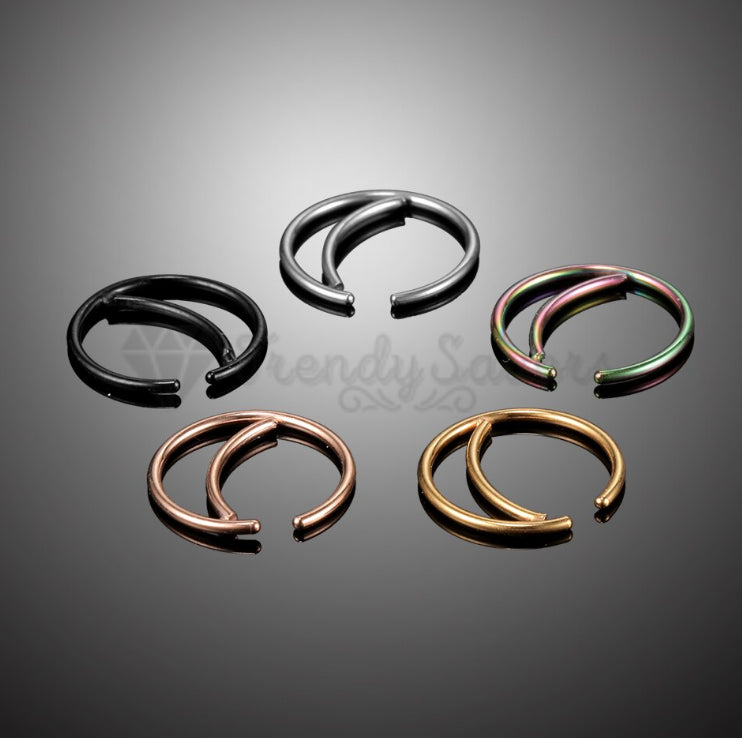 5PCS Surgical Steel Moon Helix Daith Ear Nose Rings Septum Body Piercing Gift
