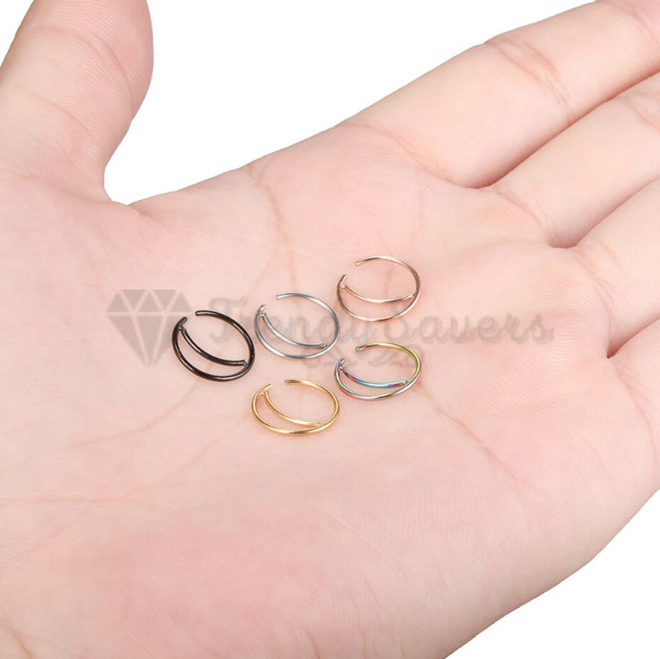 5PCS Surgical Steel Moon Helix Daith Ear Nose Rings Septum Body Piercing Gift