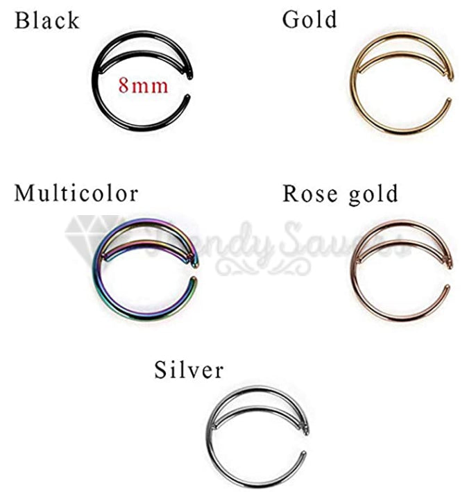 5PCS Surgical Steel Moon Helix Daith Ear Nose Rings Septum Body Piercing Gift