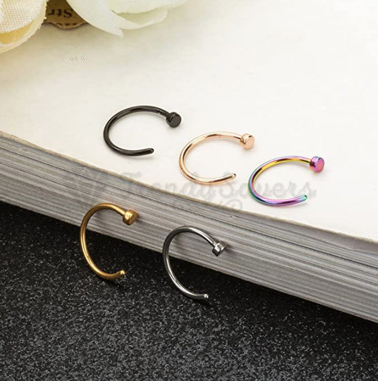5PCS Surgical Steel Fake Helix Daith Ear Nose Rings Septum Body Piercing Gift Bag