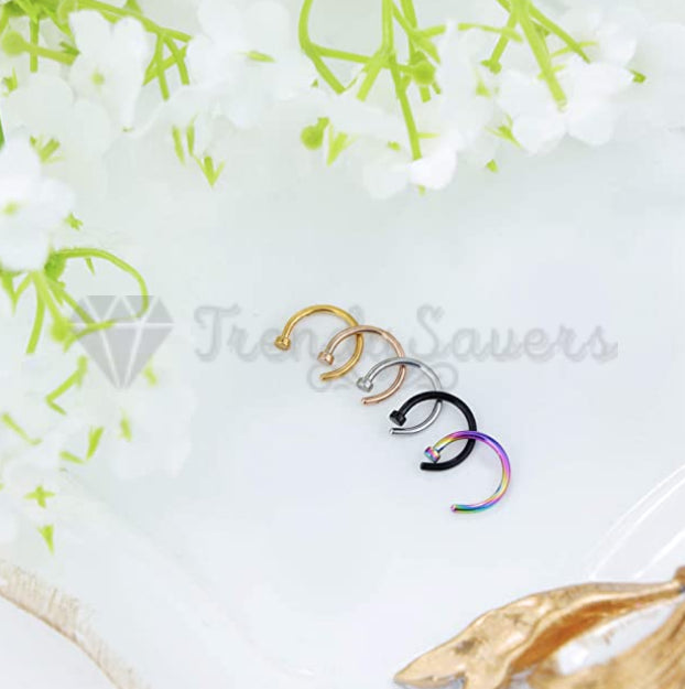 5PCS Surgical Steel Fake Helix Daith Ear Nose Rings Septum Body Piercing Gift Bag
