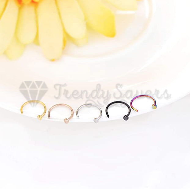 5PCS Surgical Steel Fake Helix Daith Ear Nose Rings Septum Body Piercing Gift Bag