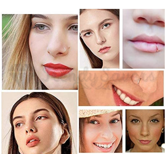 5PCS Surgical Steel Fake Helix Daith Ear Nose Rings Septum Body Piercing Gift Bag