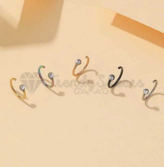 5PCS Cubic Zirconia Fake Faux Helix Cartilage Lip Nose Ring Septum Piercing Gift