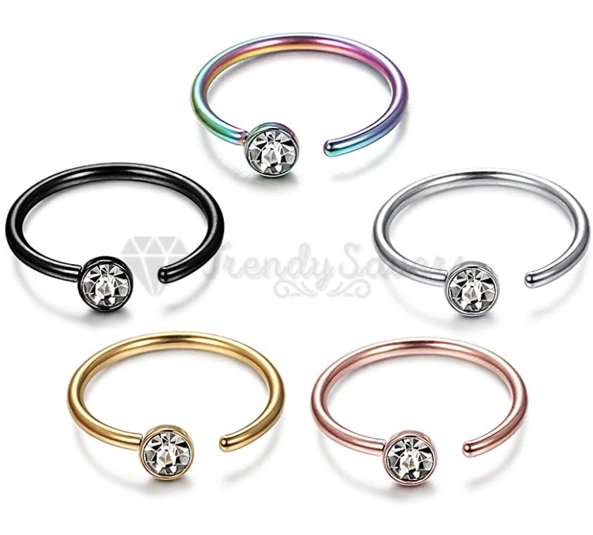 5PCS Cubic Zirconia Fake Faux Helix Cartilage Lip Nose Ring Septum Piercing Gift