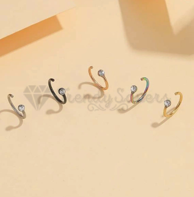 5PCS Cubic Zirconia Fake Faux Helix Cartilage Lip Nose Ring Septum Piercing Gift