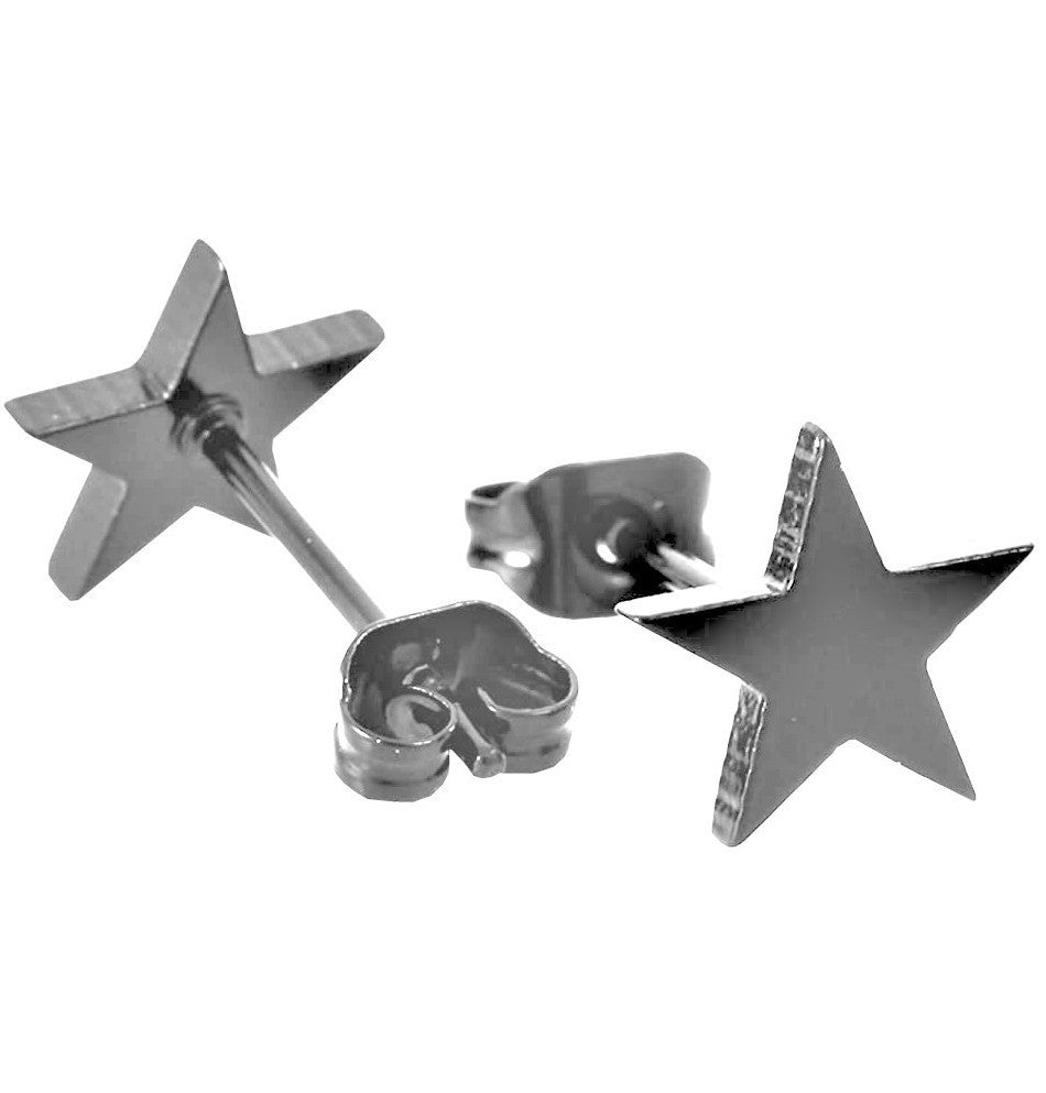 Hypoallergenic Stainless Steel Cute Charming Silver Star Celestial Shape Stud Earrings