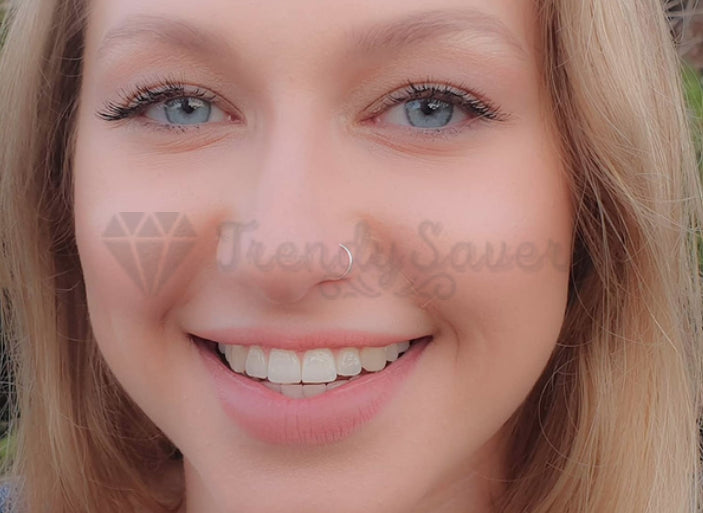 5Pcs Stainless Steel Seamless Piercing Nose Ring Nose Stud Clip On Body Jewelry With Gift BAG