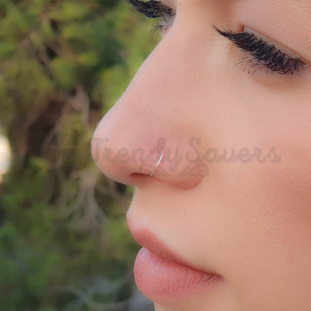5Pcs Stainless Steel Seamless Piercing Nose Ring Nose Stud Clip On Body Jewelry With Gift BAG