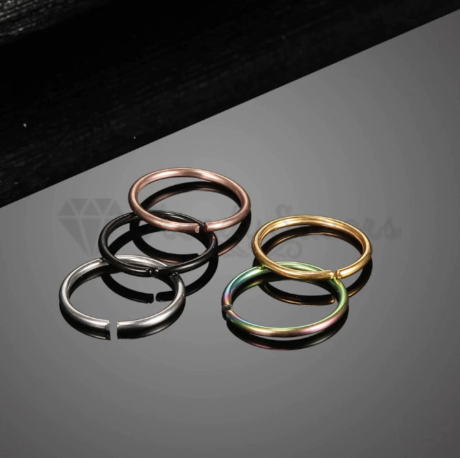 5Pcs Stainless Steel Seamless Piercing Nose Ring Nose Stud Clip On Body Jewelry With Gift BAG