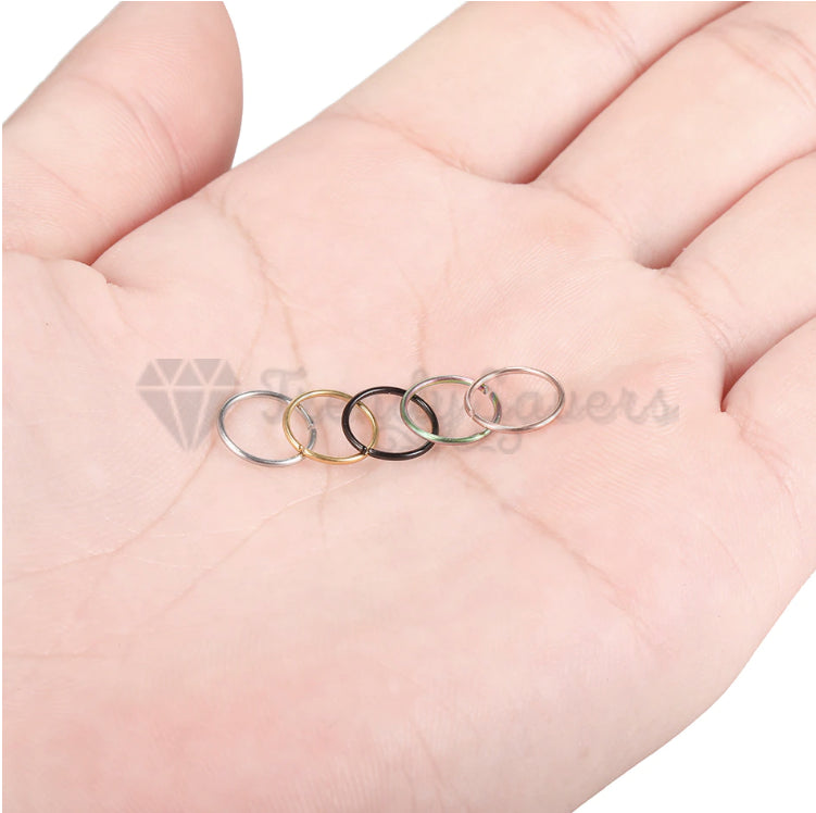 5Pcs Stainless Steel Seamless Piercing Nose Ring Nose Stud Clip On Body Jewelry With Gift BAG