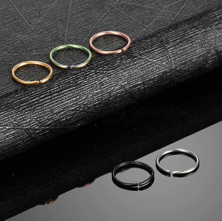 5Pcs Stainless Steel Seamless Piercing Nose Ring Nose Stud Clip On Body Jewelry With Gift BAG